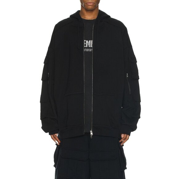 Vetements: GRAIL Multi Cargo Pocket Zip Army Military Black Hoodie SS24 - Picture 15 of 16
